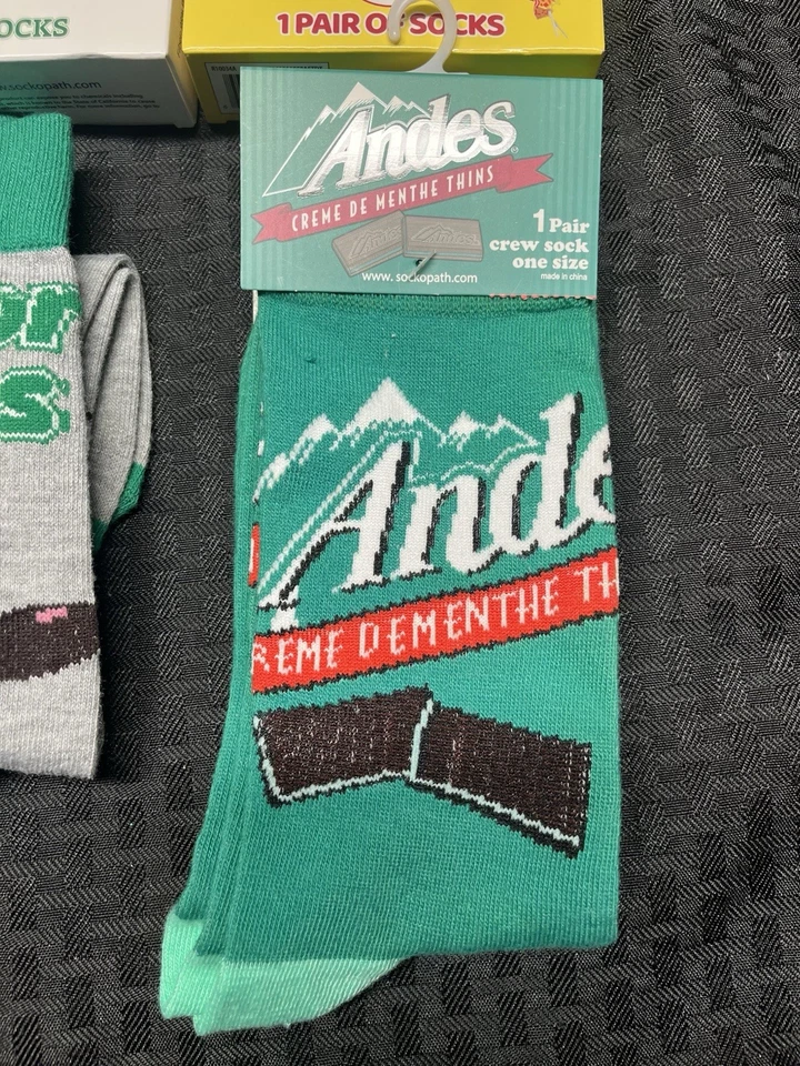 Lot of 4 Pairs of Candy Socks (Junior Mints, Andes, Sugar Daddy) - Image 3 of 4