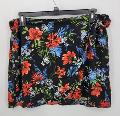 Daniel Rainn DR2 Skirt Womens XL Colorful Floral Mock Wrap Mini Hawaiian