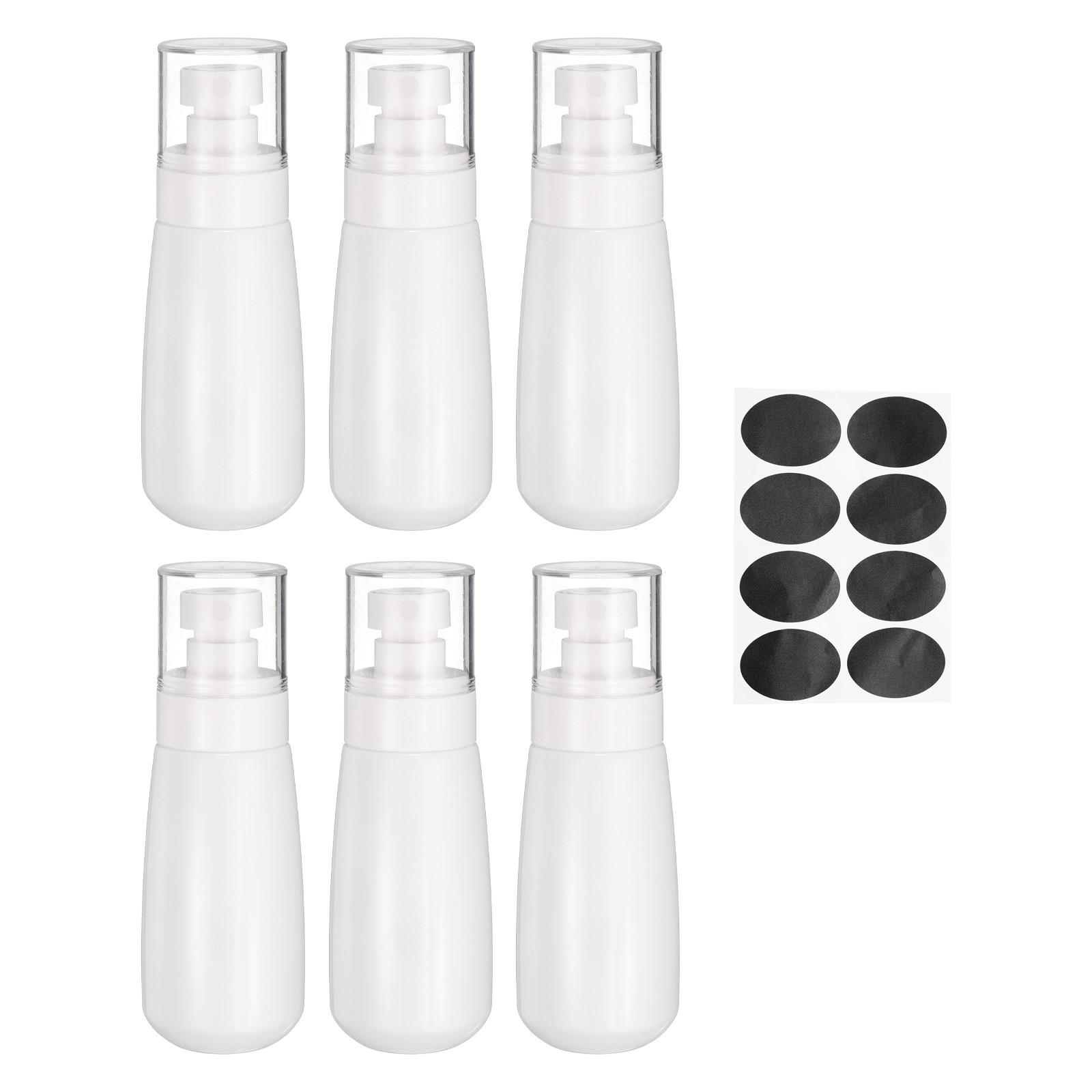 6Pcs Spray Bottles,100ml/3.4oz Travel Size Spray Bottle with Labels(White/Clear)
