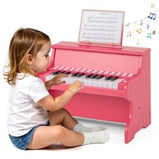 25 Keys Digital Piano w/Music Stand, Teaching Mode, Lighted Keys, 6 Instruments