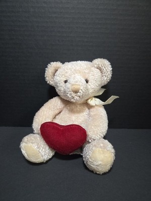 12'' Russ Berrie ''L'amour''  Teddy Bear Bean Plush Holding Red Valentine Heart