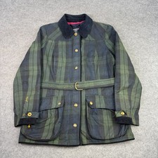 Joules Jacket Womens UK 14 Green Blue Check Milbury Halley Stevenson Wax Country