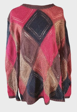 Vintage Gispa Italy Merino Wool Blend Jumper Bold Geometric Knit Size 12/14