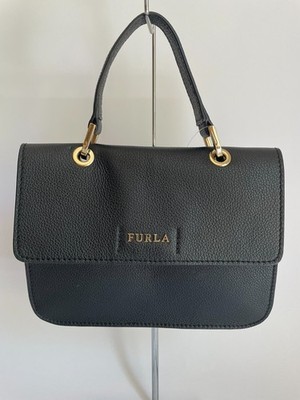 Furla Ottavia Small Leather Top Handle Bag Onyx Black Gold BMA9VTOSK1 NWT