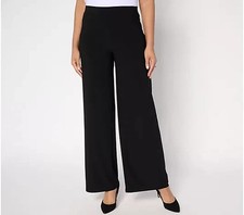 Dennis Basso Regular Cavier Crepe Wide Leg Pants Black XL A681182