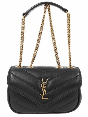 Saint Laurent SAINT LAURENT LOULOU Black Chain Bag Shoulder Gold W/box
