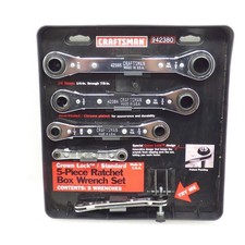 New Craftsman 5 Piece Ratchet Box Wrench Tool Set Crown Lock Sae Standard 42380 New Craftsman 5 Piece Ratchet Box Wrench Tool Set Crown Lock Sae Standard 42380