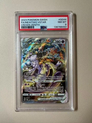 (A) 2023 Pokemon SWSH Crwon Zenith GG44/GG70 Mewtwo VSTAR Full Art PSA 8!!!