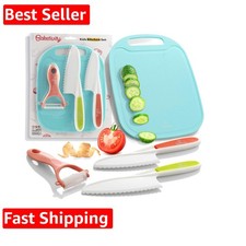 Kid Safe Plastic Knives for Real Cooking with Cutting Board, Peeler for Kitch...