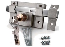 50mm Double Long Throw Gate Lock 6 Keys Stainless Garden Locking Both Sides Home