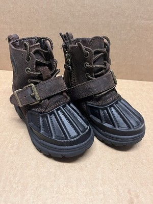 New Polo Ralph Lauren Oslo High Brown Leather Duck Boots Boys 7