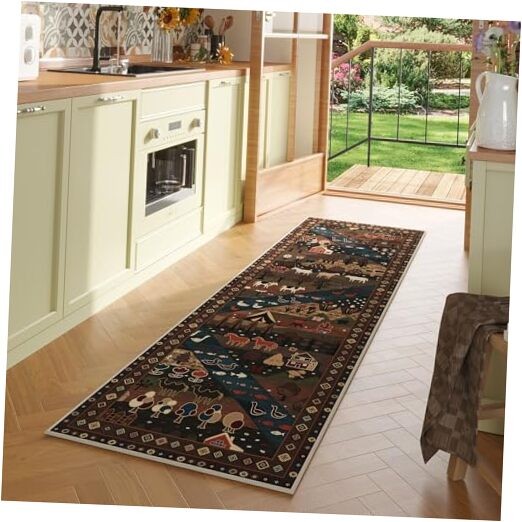 Non-Slip 2x6 Washable Runner Rug with Rubber Backing for Kitchen