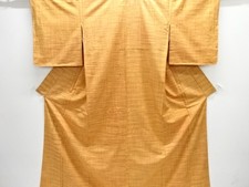 7597463: JAPANESE KIMONO / UNUSED / SILK / HAND WOVEN TSUMUGI / SMALL GRID