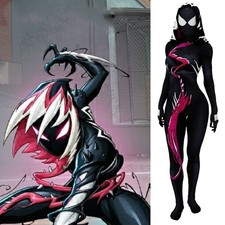 New Venom Spider-Gwen Jumpsuit Hooded Spider-Girl Suit Cosplay Costume Halloween