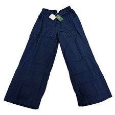 Halara Navy Blue Wide Leg High Waisted Elastic Waist Pants Medium NWT 02643061