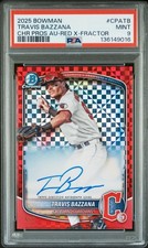 2025 Bowman Chrome Travis Bazzana Prospect Red Xfractor Auto /5 PSA Color Match!