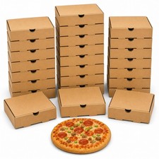 30 Pack Kraft Pizza Boxes Bulk, 6.3" x 6.3" x 1.6" Small Corrugated Pizza Box...