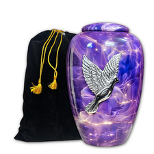 "Cremation Urn for Human Ashes Adult Large Dove Memorial Urn Purple 190 Cu In"