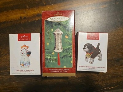 Lot Of 3 Hallmark Keepsake Ornament Terran S. Gardner Snowman, Time Capsule + 