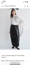 Source Unknown FAUX-LEATHER PARACHUTE TROUSERS, BLACK , One Size