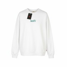 Image of LEVI'S Relaxed Fit Men Sweatshirt M White Cotton Crew Logo Pull On *