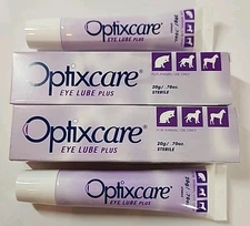 NEW LOT OF 2 Optixcare Pet Eye Lube Plus 20g Purple Hyaluron For Dog Cat Horses