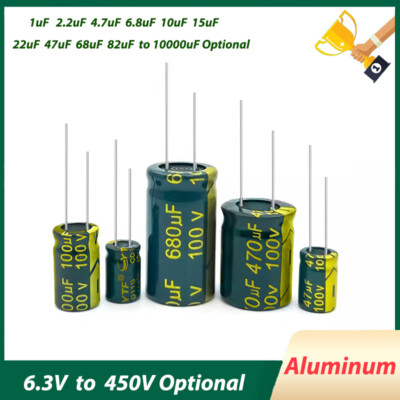 Green Radial Electrolytic Capacitor Power Adapter High Frequency 6.3V-450V 105°C