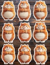 Fuzzy Orange Cat Die Cut Vinyl Stickers Set Scrapbooking Laptop Waterbottle