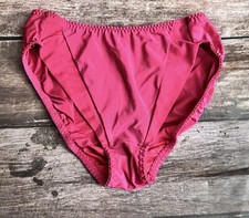Vtg Vassarette Second skin Sissy Hi Cut Stretch Satin Shiny 7 Pink Red 18-133