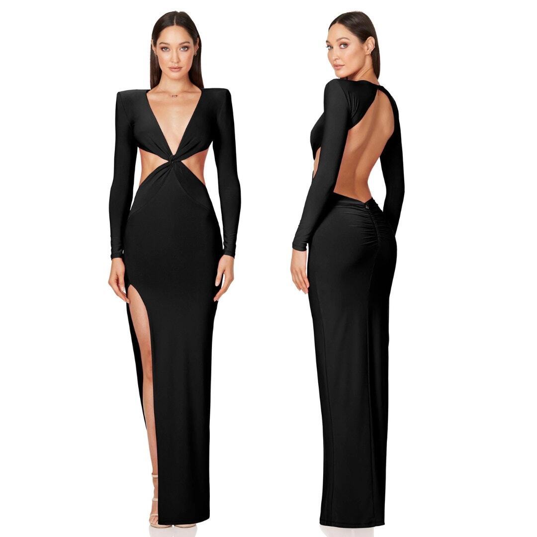Elegant Twist-Front Cutout Black Dress Elegant Twist-Front Cutout Black Dress