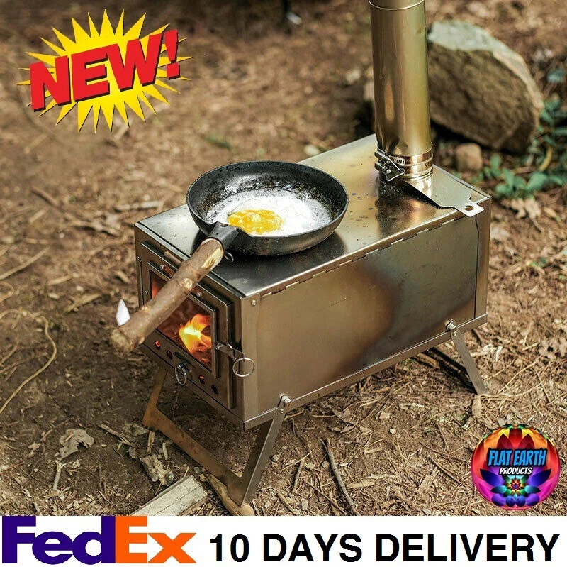 NEW Outdoor Ultralight Wood Tent Stove Camping Hiking Portable Backpacking  +Pipe | eBay