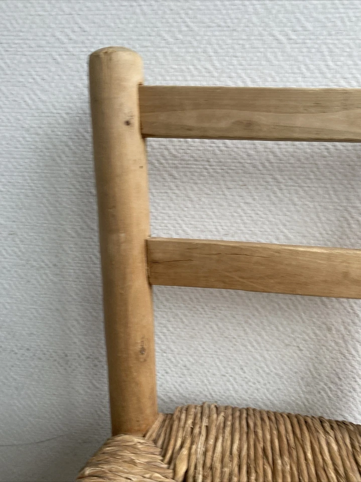 Ancienne Chaise Enfant Paille Bois Deco Poupée Vintage  - Photo 4/4