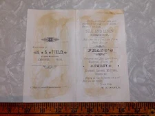 1880s N.S Field, Chicopee, MA Silk & Linen Handkerchiefs, Prang Chromo Cards L15