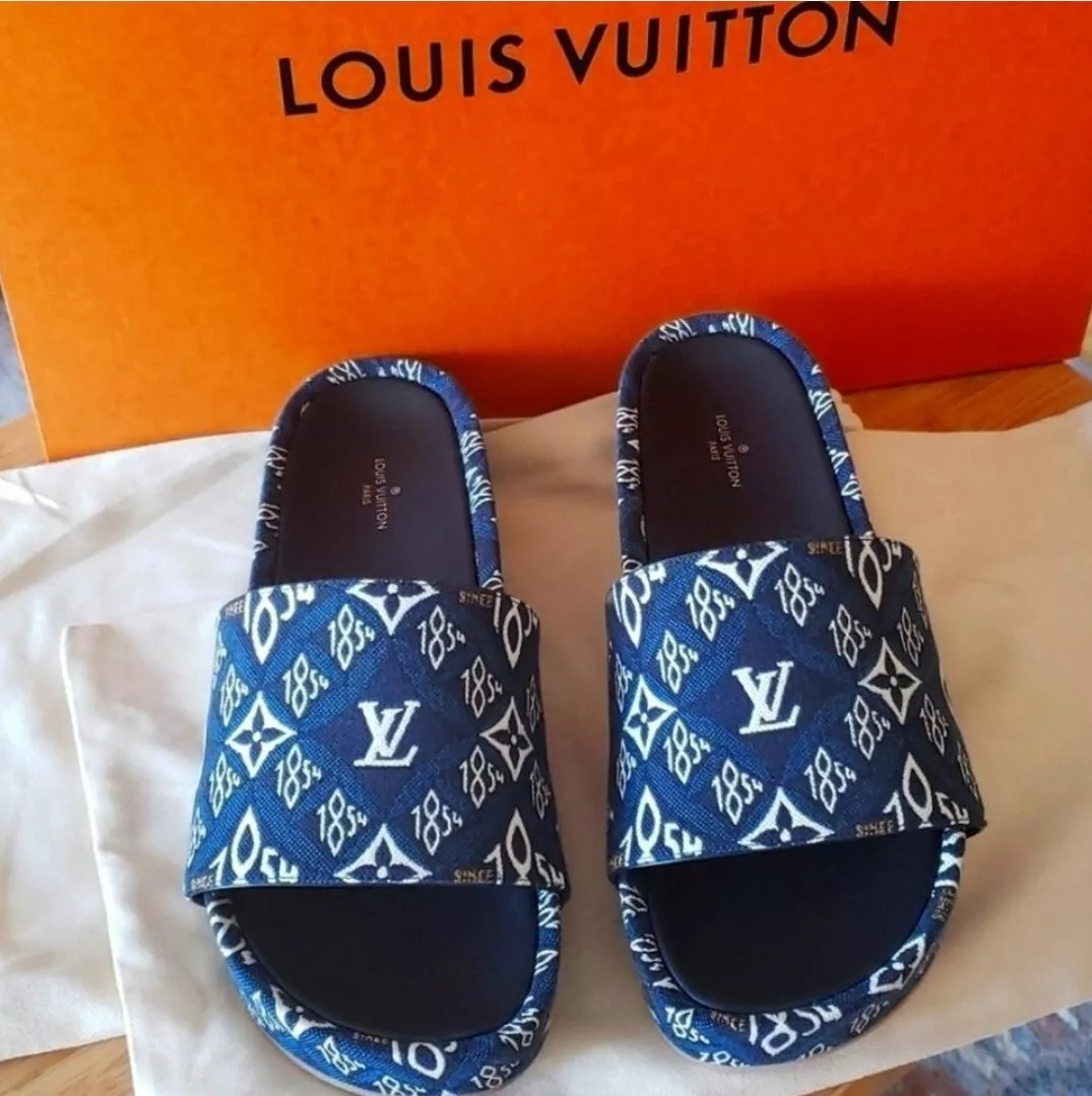 Louis Vuitton Blue Since 1854 Canvas Jumbo Flatform Sandals Size