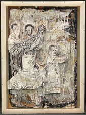 Joe Strasser Original Modern Abstract Art On Wood Collage Board 28