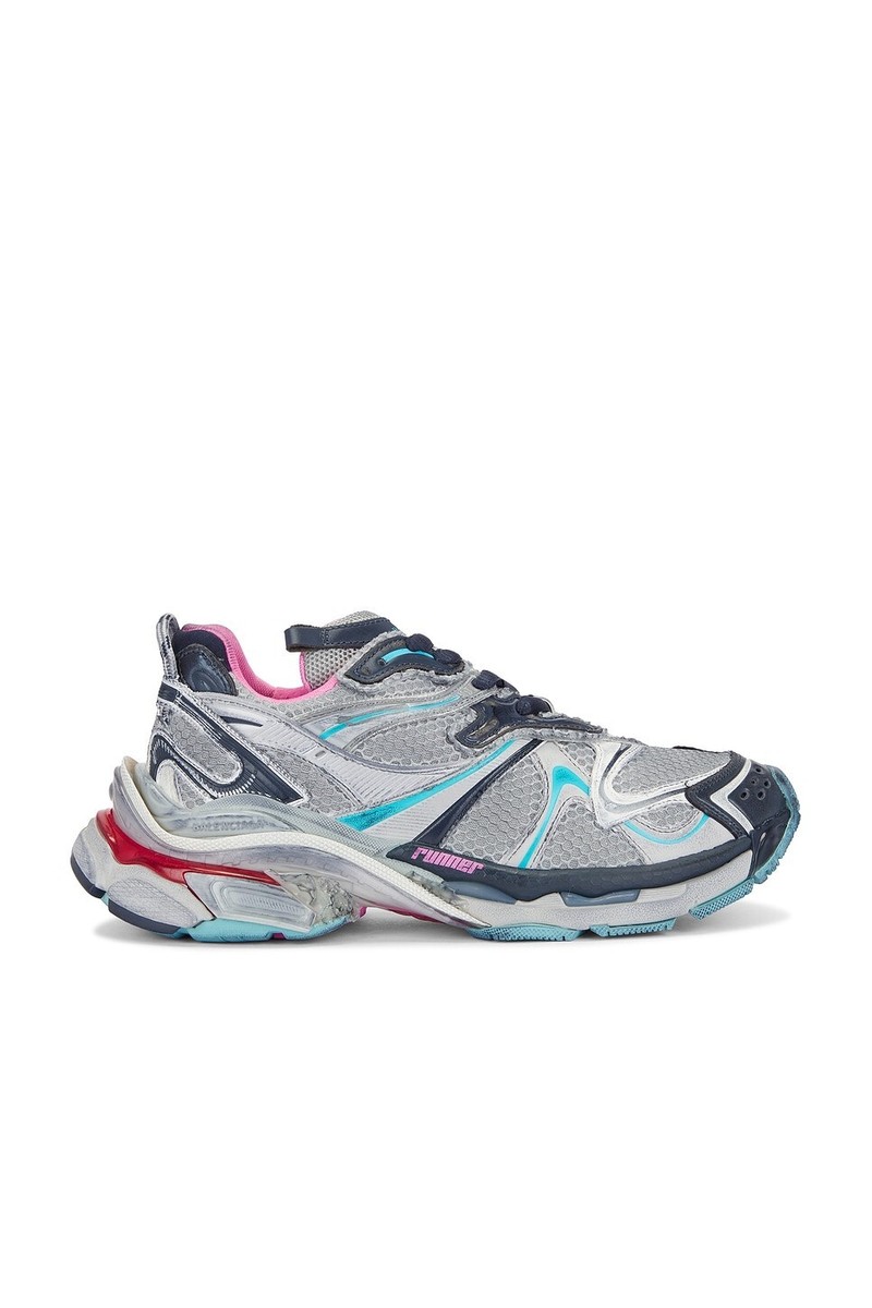 BALENCIAGA Runner 2.0 $1100 Grey/Blue/Pink/Red Sneakers New