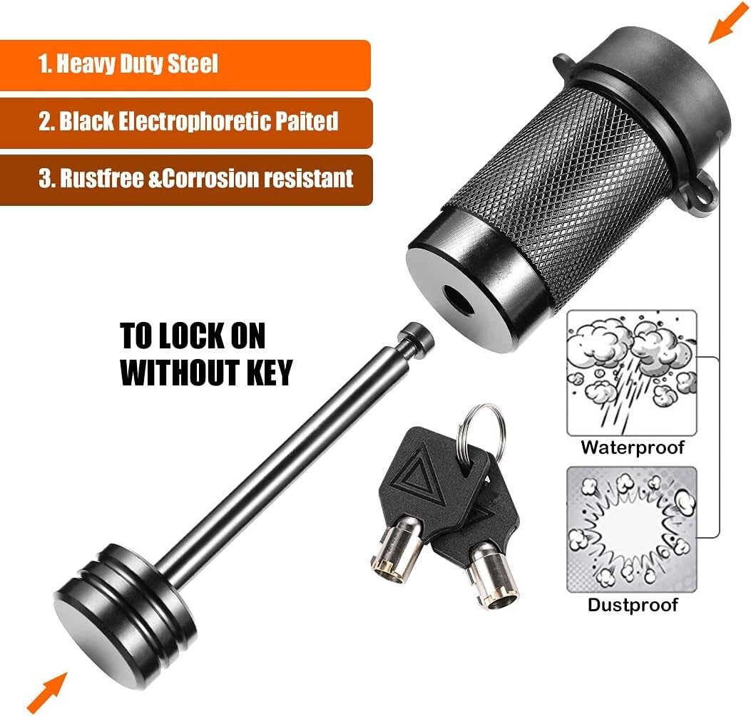 2x Steel Trailer Tongue Coupler Lock Keyed Alike Dia 1/4" Fits up to 2