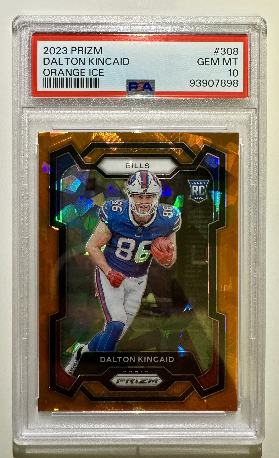 2023 Panini Prizm Dalton Kincaid Orange Ice #308 PSA 10 Gem Mint Rookie Bills
