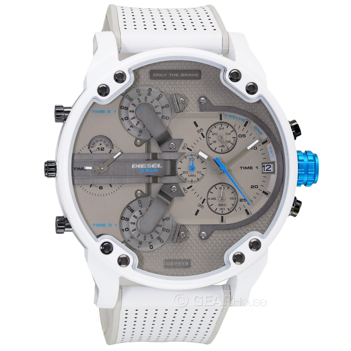 DIESEL Mens MR Daddy 2.0 Chronograph Watch, Gray Dial, White
