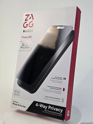 ZAGG InvisibleShield Privacy 360 Glass Screen Protector Apple iPhone 16 Pro Max