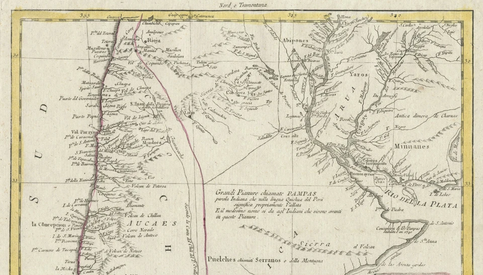 Mapa antiguo "Il Chili lo Stretto Magellanico" (Chile) Antonio Zatta, 1794 Foto 4 de 4