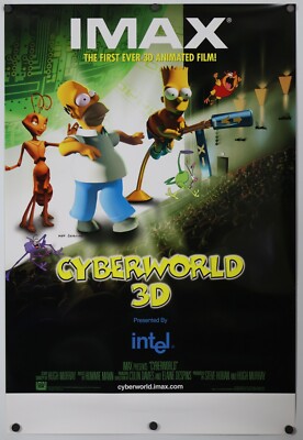 Cyberworld 3D - original DS movie poster 27x40 D/S US 2000 Bart Simpson , Homer