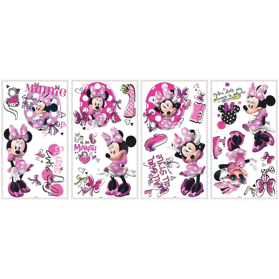 MINNIE MOUSE FASHIONISTA Pegatinas de Pared 19 Calcomanías Rosa Disney Niñas Decoración de Habitación  Foto 4 de 4