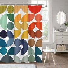 Kids Rainbow Shower Curtain XL Retro Polka Dot Bright Girls Bath 72x84 L