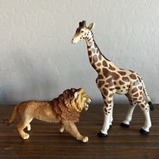 Vintage Safari LTD Giraffe Lion Plastic Wildlife Educational Toy Lot 2 1996 1997