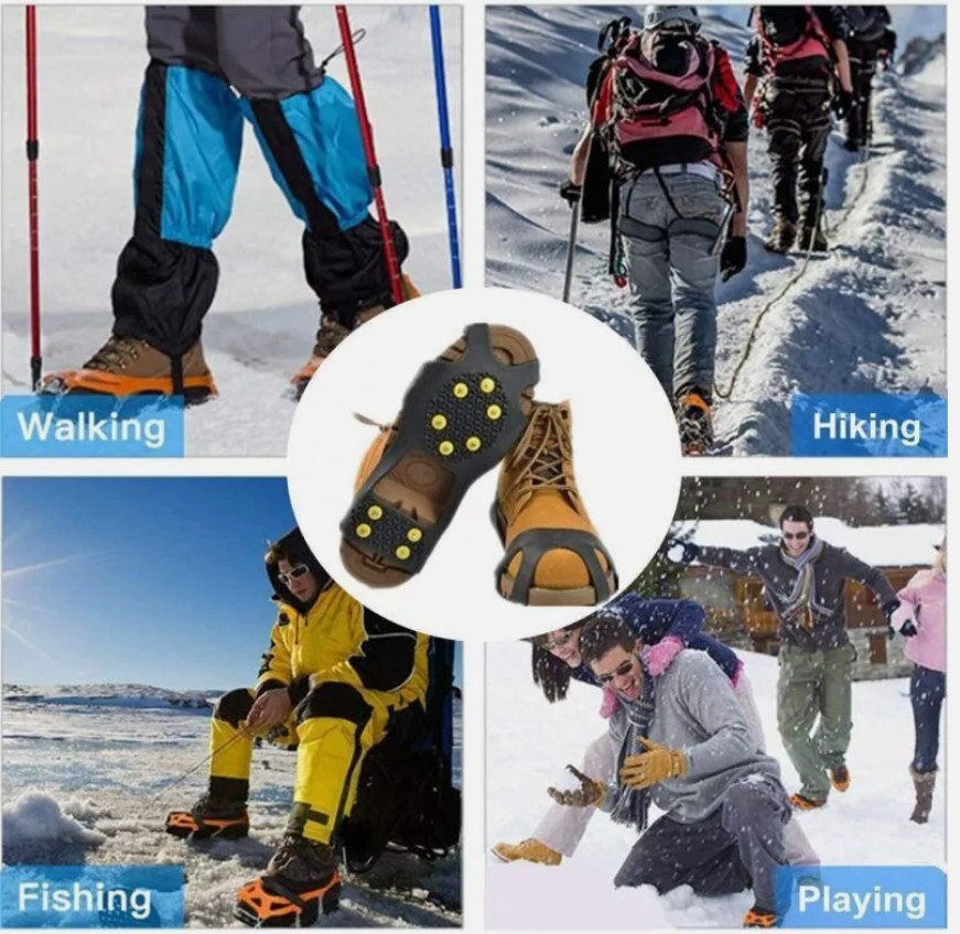 10Studs Ice Climbing Crampons Snow Grips Anti Slip Shoe Boot Cleats Spikes Sport