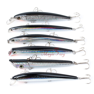 6Pcs Minnow Fishing Lures Crankbait Jerkbait Popper Bass Wobbler Hard Bait lure