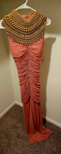 Stunning Evening Gown with Gold Beaded Neckline