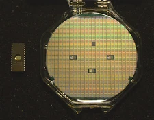 Vintage 4" Silicon wafer - National Semiconductor 2716 in case + packaged chip