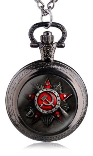 Black Pocket Watch Hammer Sickle Logo Army Cold War Old WW2 WW1 Vintage Retro UK - Picture 3 of 12